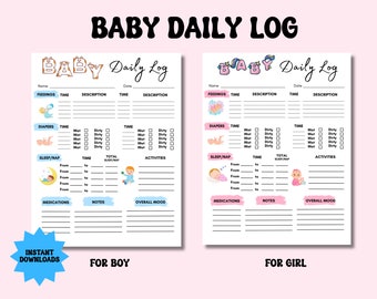 One Page Printable Baby Log Newborn Tracker Nanny Log - Etsy