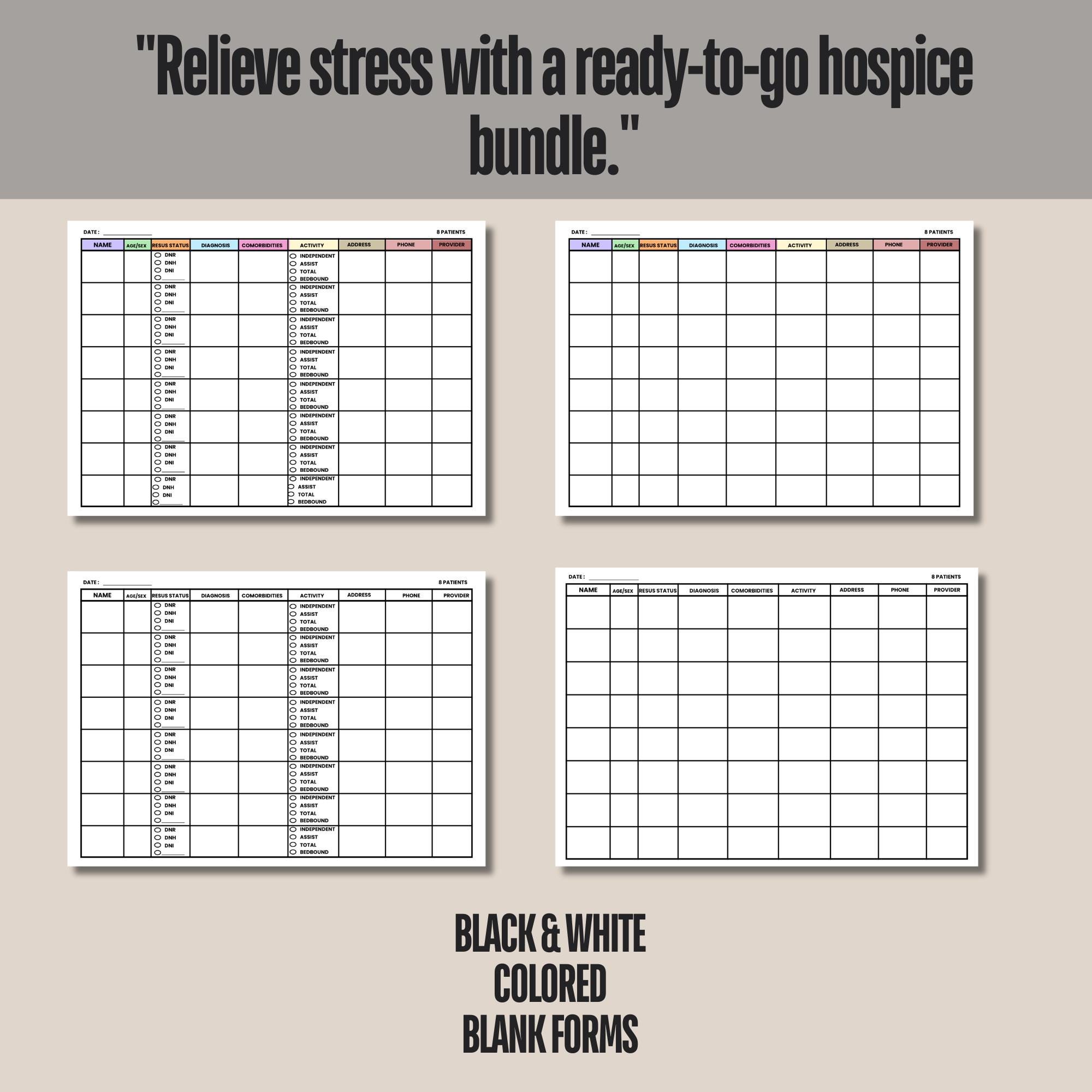 Hospice Care Organizer for Hospice Nurse, Hospice Admission Form ...