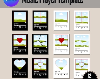 Modèle de lecteur de musique Canva, Plaque de lecteur de musique, Lecteur de musique en verre, Illustration de chanson en acrylique, Couverture de chanson d'album, Cadre photo musique, Cadre canva