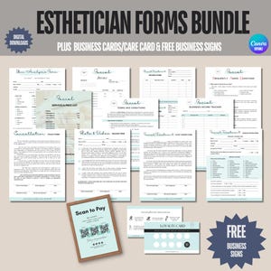 Editable Esthetician Templates, Facial Treatment Forms Bundle, Esthetician Treatment and Consent Forms, Beauty Salon Forms,Beauty Salon Form