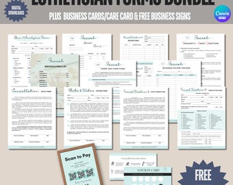 Bewerkbare schoonheidsspecialiste-sjablonen, bundel gezichtsbehandelingsformulieren, behandelings- en toestemmingsformulieren voor schoonheidsspecialiste, formulieren schoonheidssalon, formulier schoonheidssalon