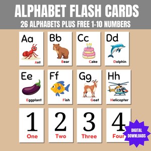 Printable Alphabet Flash Cards, Toddlers Preschool Early Learning Resource, Kids Colors Alphabet, Classroom Decor, Nursery Decor, Learn ABCs