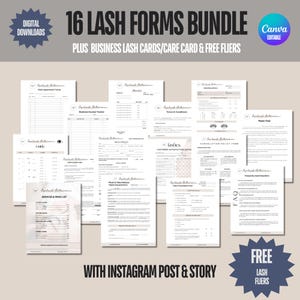 Lash Technician Business Bundle, Eyelash Forms Bundle, Eyelash Branding Templates,  Lash Extension Consent Forms, Esthetician Forms
