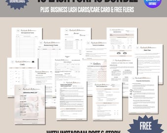 Lash Technician Business Bundle, Eyelash Forms Bundle, Eyelash Branding Templates,  Lash Extension Consent Forms, Esthetician Forms