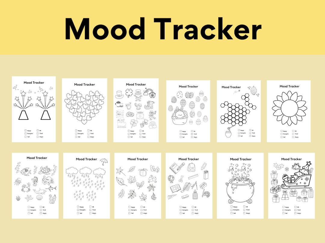 Mood Trackers Bundle, Monthly Mood Trackers, Printable Bullet Journal ...