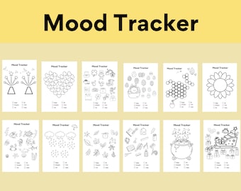 Stimmungs-Tracker-Bundle, monatliche Stimmungs-Tracker, druckbare Bullet Journal Tracker, Jährliches Stimmungs-Tracker-Journal