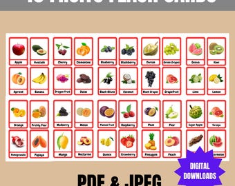 Cartes flash de fruits, Nomenclature des cartes flash, Cartes flash de fruits à imprimer, Cartes éducatives imprimables, Cartes flash Montessori, Images réelles