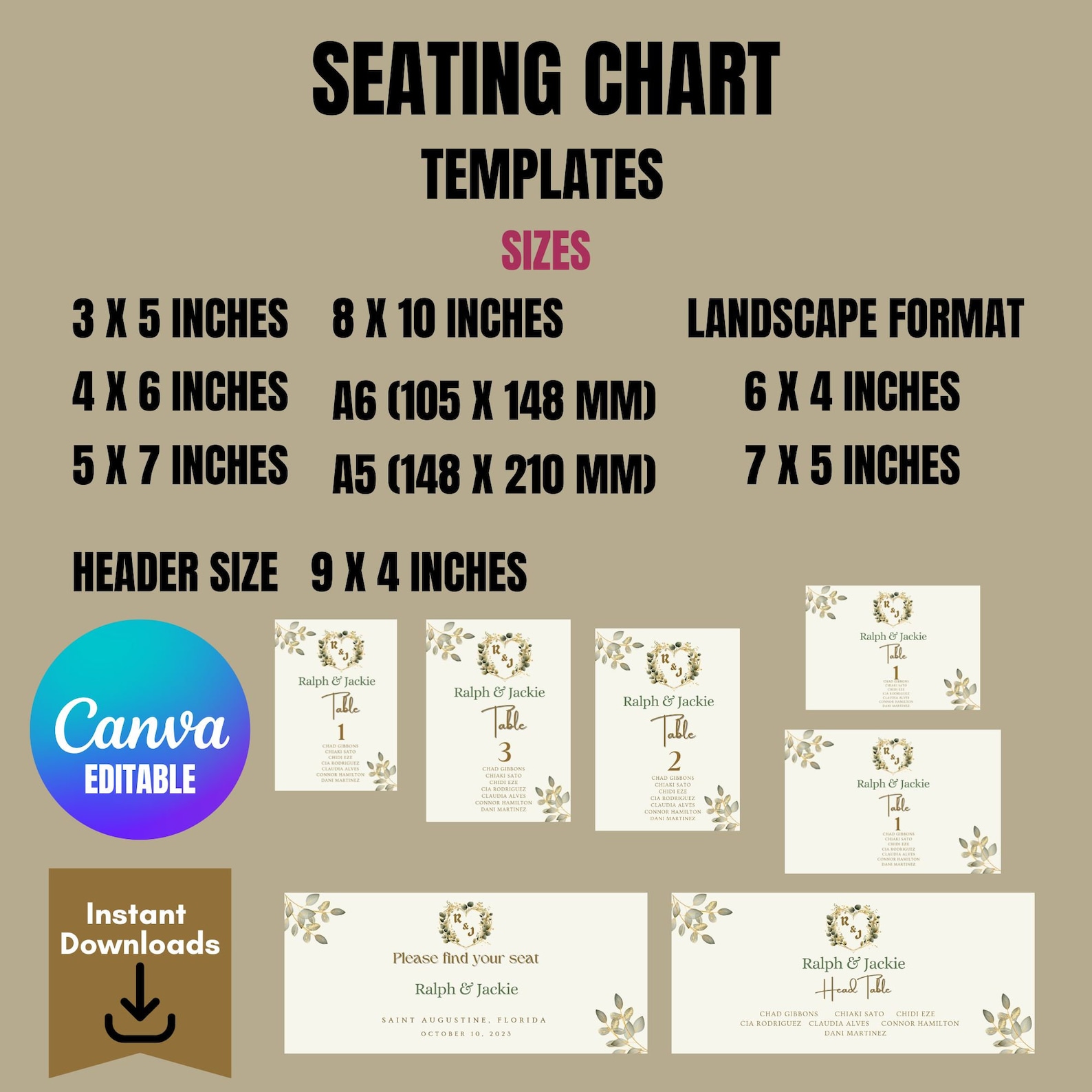 Wedding Seating Chart Card Template Wedding Chart Card - Etsy