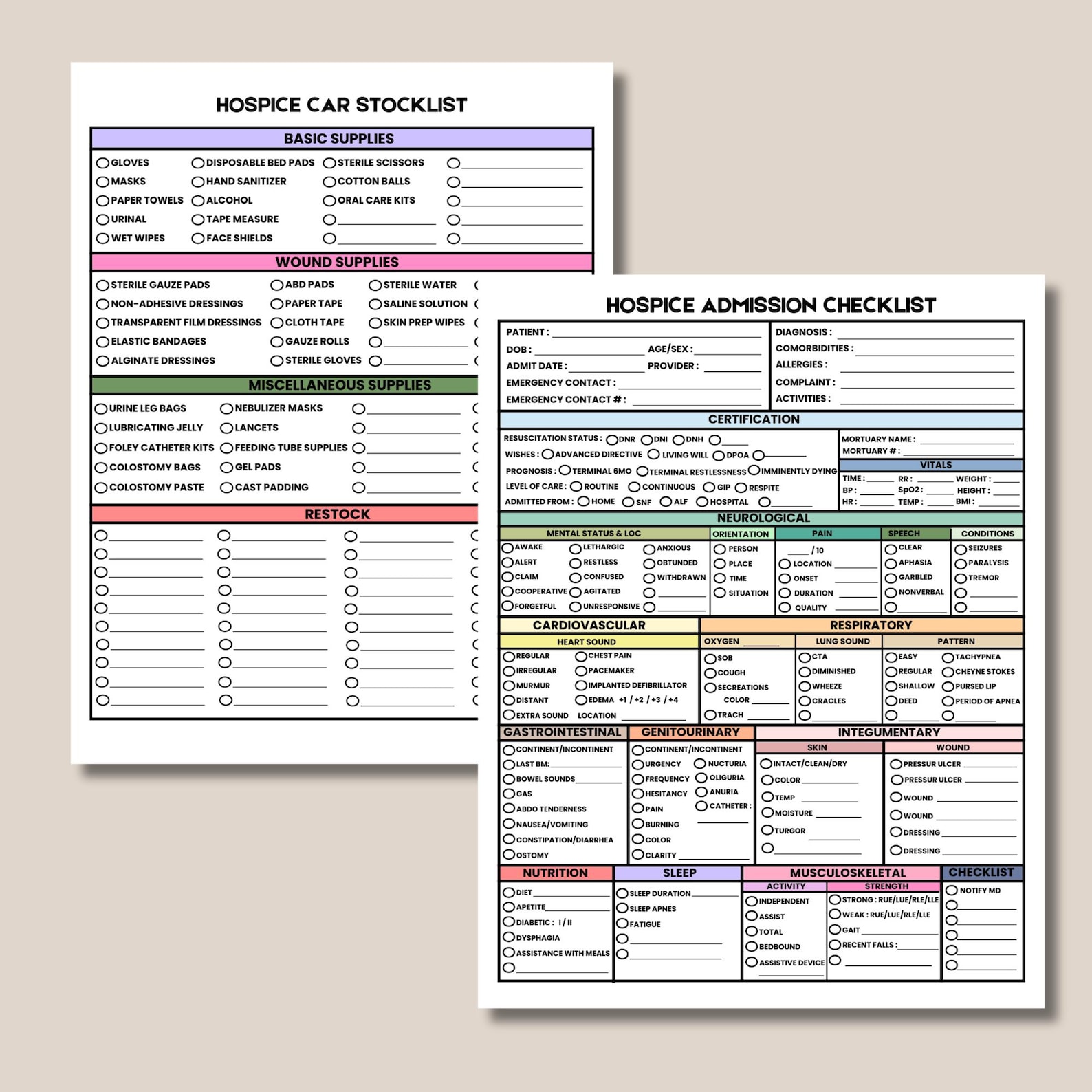 Hospice Care Organizer for Hospice Nurse, Hospice Admission Form ...