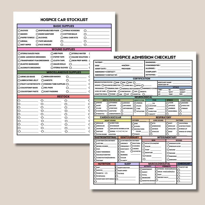 Hospice Care Organizer for Hospice Nurse, Hospice Admission Form ...