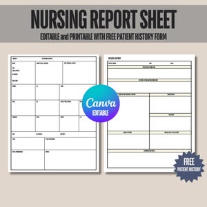 Editable Nursing Report Sheet, Registered Patient Report Sheet, Med Surg Report Sheet,Nurse Brain Sheet,SBAR Report Sheet, RN Handoff Tool,
