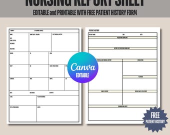 Editable Nursing Report Sheet, Registered Patient Report Sheet, Med Surg Report Sheet,Nurse Brain Sheet,SBAR Report Sheet, RN Handoff Tool,