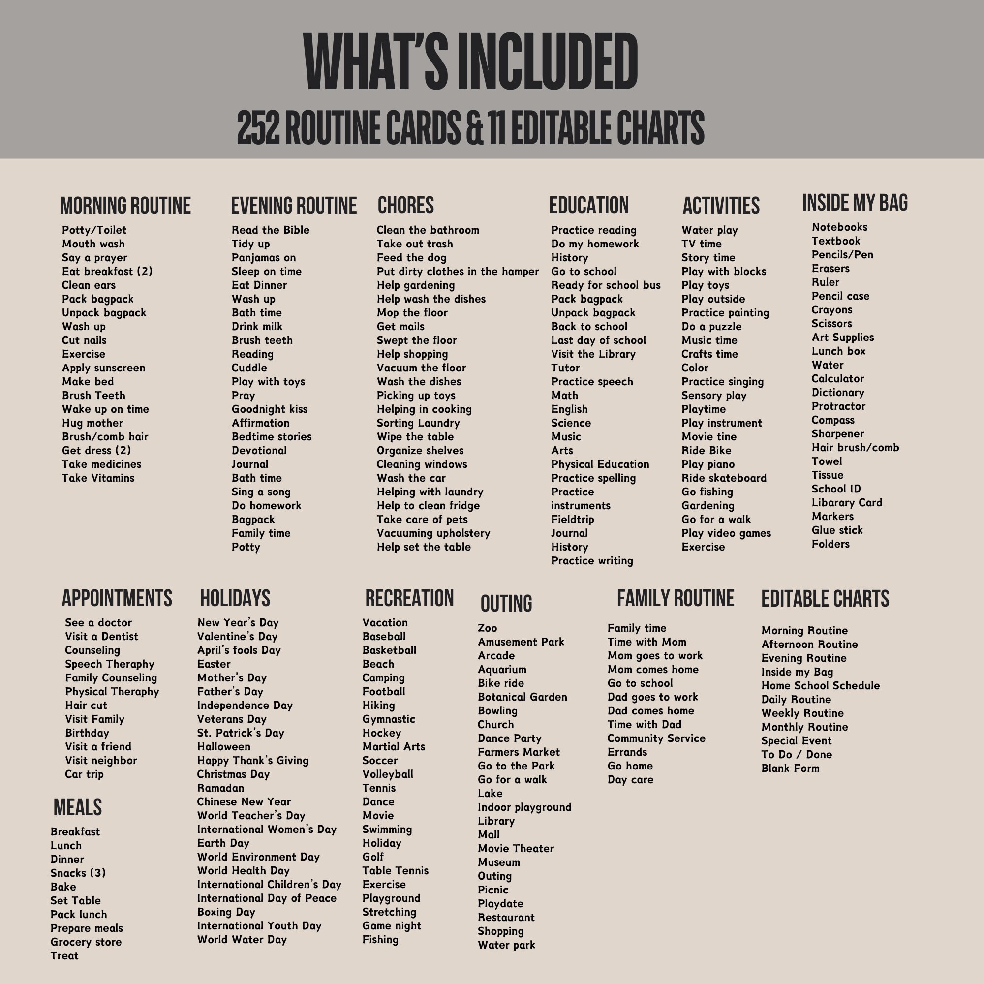 Toddler Routine Chart, Editable Daily Routine Cards, Kids Visual ...