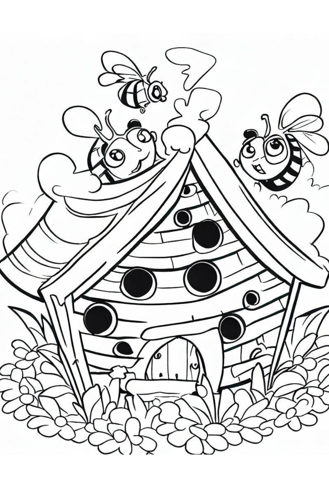 Bee's House Coloring Page instant Download, Digital File - Etsy
