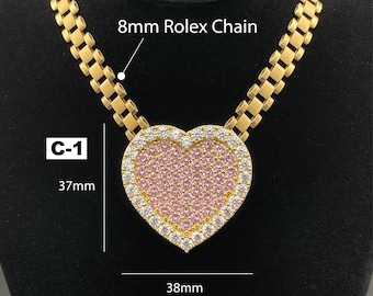 Chain Rolex Heart Ring 10k Gold Rolex Butterfly And Heart Pendant