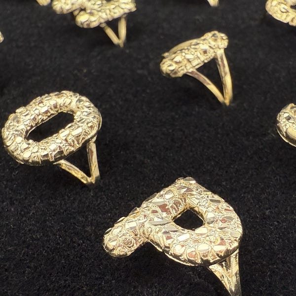 10K Gold Nugget Initial Ring / Chunky Nugget Initial / Statement Ring / Bold Nugget / Gift