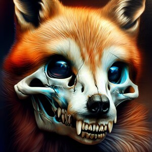 Digital Menagerie: A Collection of Animal Skull Paintings
