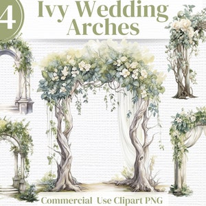 Leafy Floral Arches Clipart, Watercolor Wedding clipart, wedding arch png, romantic - Commercial Use PNG Download