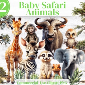 以下が含まれることがあります： 赤ちゃんサファリ動物をフィーチャーした42枚のデジタルクリップアート画像のセット。画像には、キリン、シマウマ、サル、ヌー、フクロウ、ゾウ、ミーアキャット、トカゲが含まれています。画像はカートゥーンスタイルで、クラフト、スクラップブッキング、その他のクリエイティブプロジェクトでの使用に最適です。