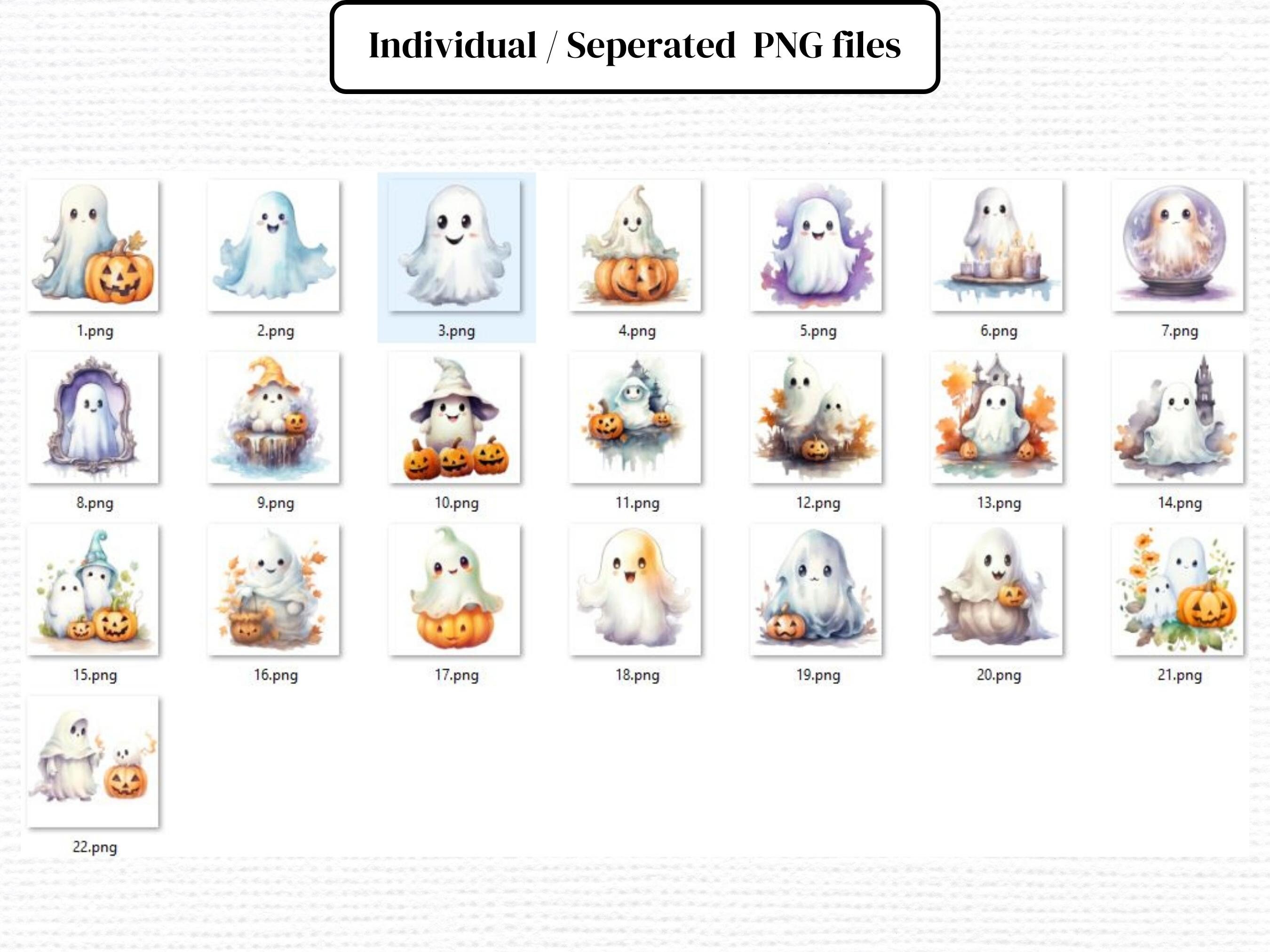 Cute Halloween Ghost Clipart Png Graphics Watercolor Clipart - Etsy