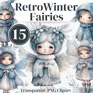 Winter Fairy / Angel Png Clipart - Watercolor Fairies bundle - Perfect for Junk Journals Invitations Sublimation etc