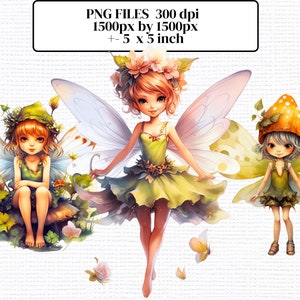 Garden Pixies / Fairy Watercolor Png Clipart Bundle - 24 Individual ...