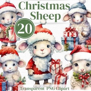 Baby Christmas Lamb / Sheeps Png Clipart - Aquarel Winterbundel - Voor ongewenste tijdschriften, uitnodigingen, sublimatie, kleine muurkunst enz
