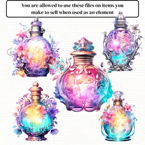 Magic Fairy / Pixie Potion Bottle PNG Clipart -watercolor Bundle Pack ...
