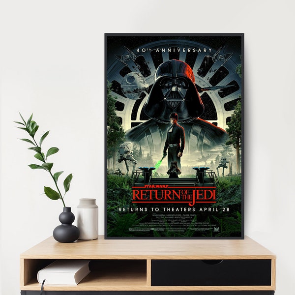 Star Wars Le Retour du Jedi, 40e anniversaire de l'affiche de film, affiche sur toile sans cadre pour décoration de chambre