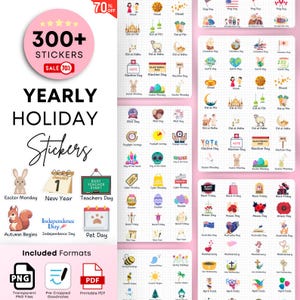 Holiday Digital Stickers, Seasonal Stickers, Holidays Stickers, Digital Planner Stickers, Pre-cropped Goodnotes Stickers, iPad Stickers, PNG
