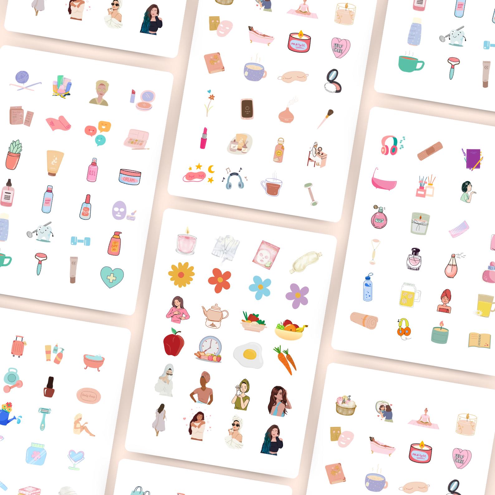 150+ Self Care Digital Stickers for Goodnotes and PNG | Wellness & Cozy ...