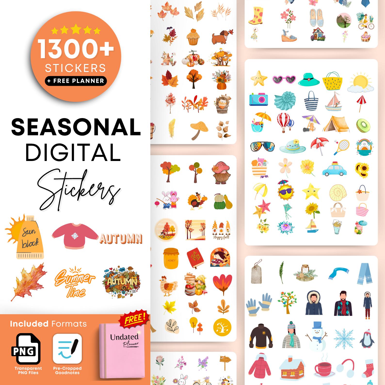 1300+ Seasonal Digital Stickers for Goodnotes & PNG | Aesthetic Planner ...