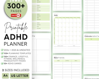 Adhd Planner Adult, Adhd Planner Printable, ADHD Productivity Planner, adhd digital planner, adhd daily planner, adhd life planner PDF