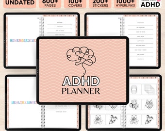 Planificador digital de TDAH, Planificador digital sin fecha, Planificador de TDAH, Planificador de iPad, Planificador GoodNotes, Planificador de TDAH para adultos, Planificador diario y semanal de TDAH