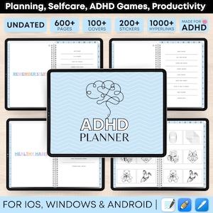 ADHD Digital Planner, Undated Digital Planner, ADHD Planner, iPad Planner, GoodNotes Planner, Adult ADHD Planner, Daily, Weekly Adhd Planner