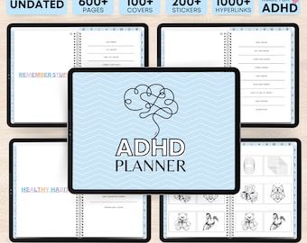 Planificador digital de TDAH, Planificador digital sin fecha, Planificador de TDAH, Planificador de iPad, Planificador GoodNotes, Planificador de TDAH para adultos, Planificador diario y semanal de TDAH