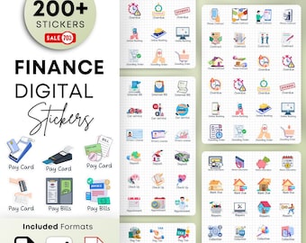 Finance Digital Planner Digital Stickers, Goodnotes file, Pre-Cropped Individuals, PNGs Digital Stickers, Pre-cropped iPad Stickers, Money