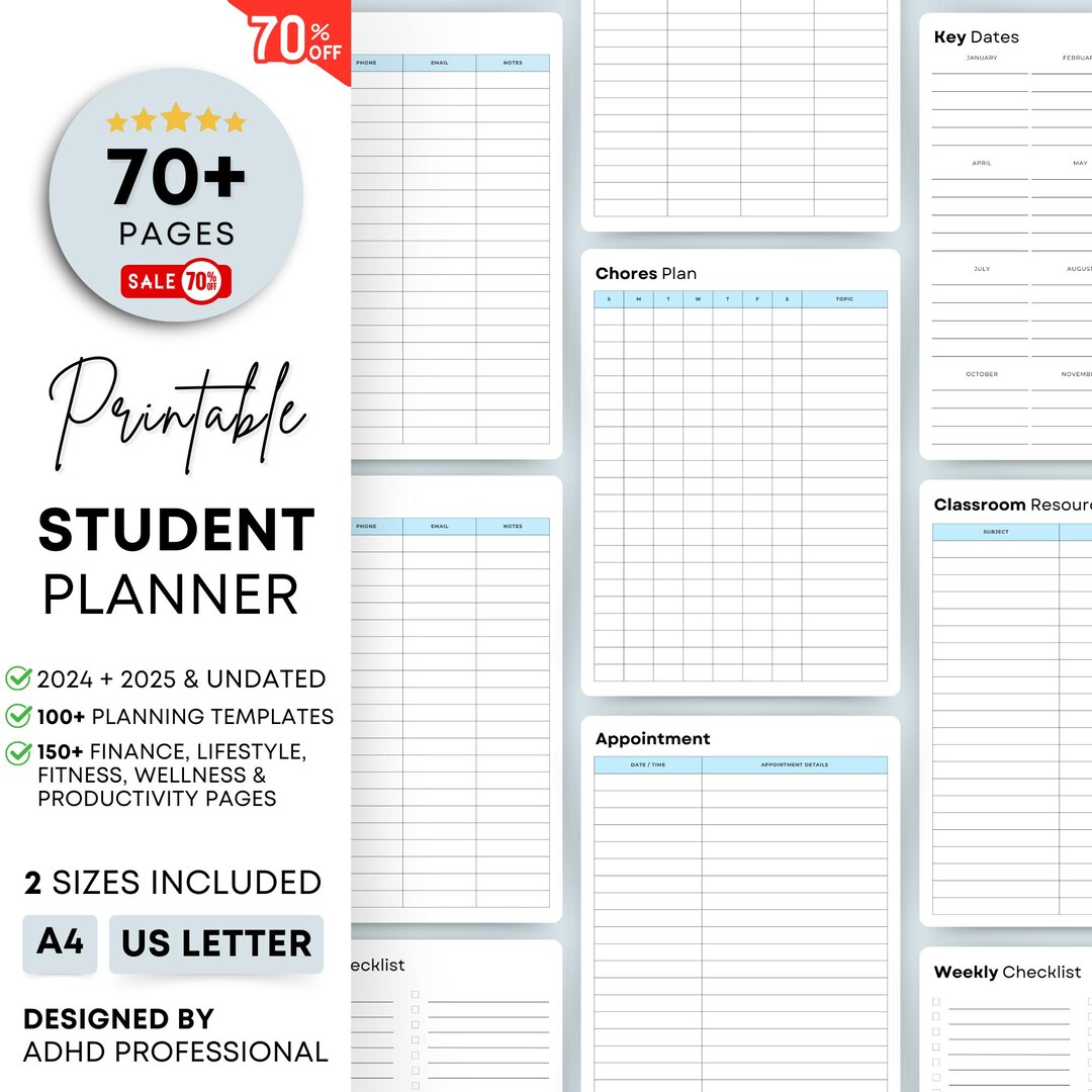 Printable Student Planner Bundle Academic Student Planner College ...