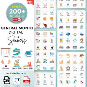 2025 Digital Sticker Book For Goodnotes, May PNG Monthly Stickers, Pre- Cropped May Stickers, Spring Black Girl Stickers, General Month