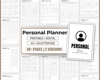 Ultimate Personal Planner Bundle | Daily, Weekly, Monthly & Goal Tracker | Printable  and Digital PDF