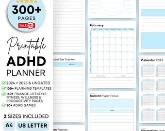 Adhd Planner Adult, Adhd Planner Printable, ADHD Productivity Planner, adhd digital planner, adhd daily planner, adhd life planner PDF