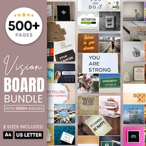 Lot d'imprimés Vision Board 2025 | Plus de 2000 images et affirmations | Kit de manifestation, contrôles d'abondance, planificateur d'objectifs, loi de l'attraction PDF