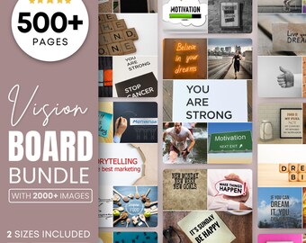Lot d'imprimés Vision Board 2025 | Plus de 2000 images et affirmations | Kit de manifestation, contrôles d'abondance, planificateur d'objectifs, loi de l'attraction PDF