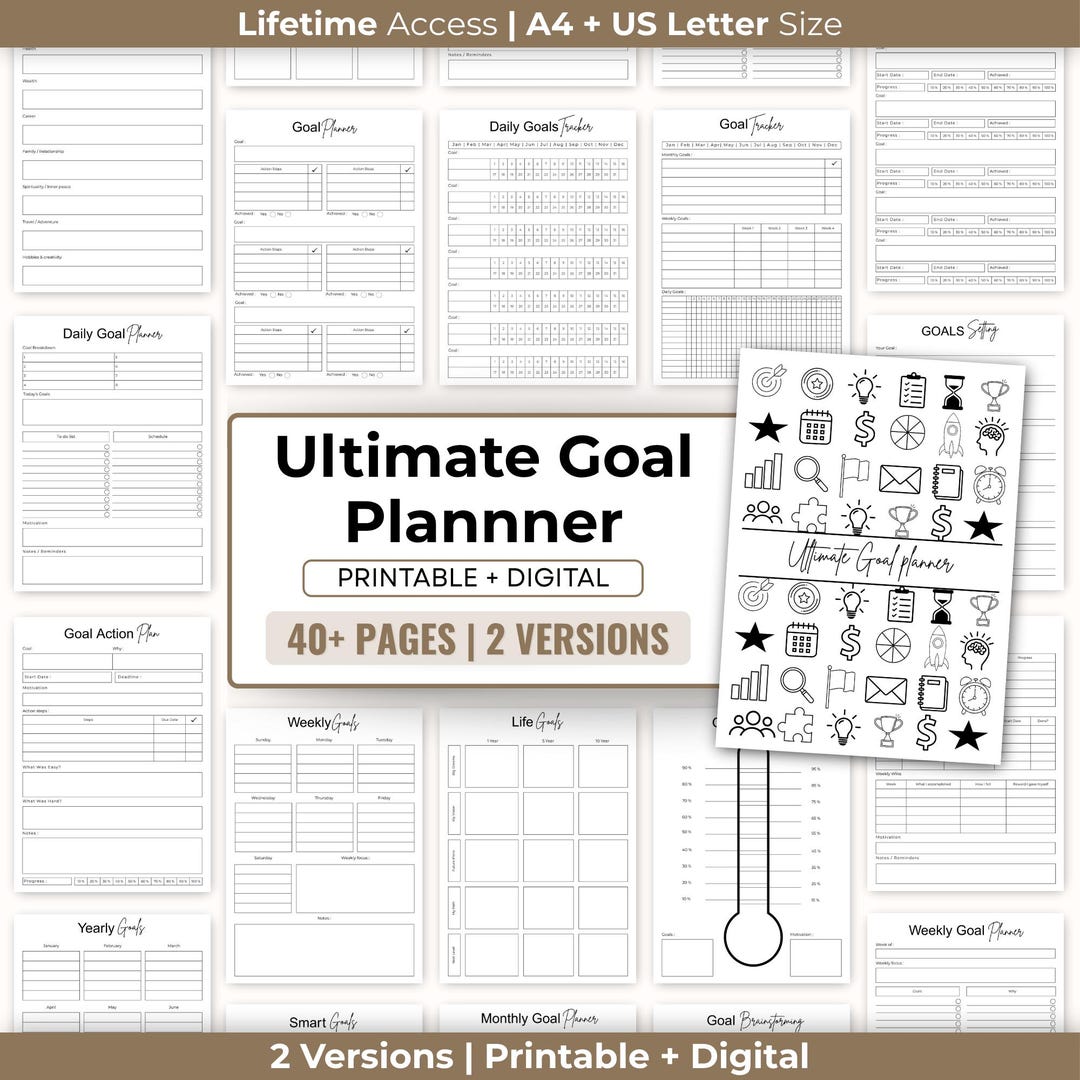 Goal Planner BUNDLE, 2025 Goals Tracker, SMART Goal Setting Kit, New ...