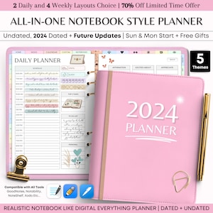 All-in-One Digital Planner 2024, 2025, 2026, Undated Digital Planner, Digital Journal, Digital Goodnotes Template, Notability, Daily Planner