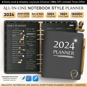 Ultimate 2024 Dark Mode Planner, Monthly Digital Planner, Goodnotes Planner, Dark Mode Ipad Planner, Notability planner, iPad Planning, Xodo