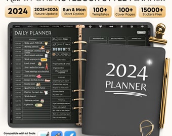 Planificador de modo oscuro definitivo 2024, Planificador digital mensual, Planificador Goodnotes, Planificador de Ipad en modo oscuro, Planificador de notabilidad, Planificación de iPad, Xodo