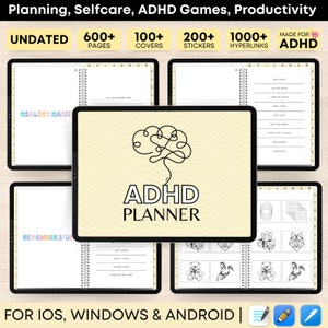 ADHD Digital Planner, Undated Digital Planner, ADHD Planner, iPad Planner, GoodNotes Planner, Adult ADHD Planner, Daily, Weekly Adhd Planner