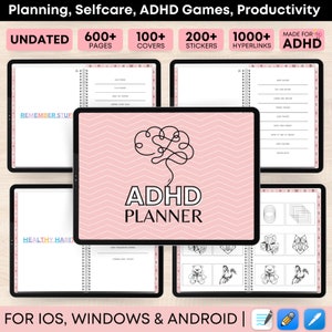 ADHD Digital Planner, Undated Digital Planner, ADHD Planner, iPad Planner, GoodNotes Planner, Adult ADHD Planner, Daily, Weekly Adhd Planner