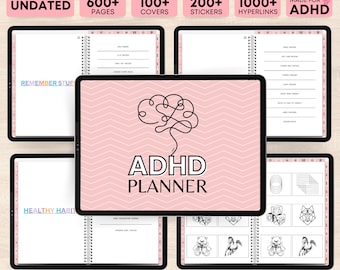 Planificador digital de TDAH, Planificador digital sin fecha, Planificador de TDAH, Planificador de iPad, Planificador GoodNotes, Planificador de TDAH para adultos, Planificador diario y semanal de TDAH